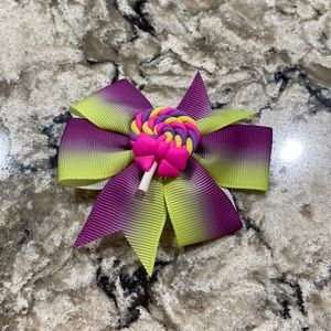 Girls, lime green, and purple alligator hair clip